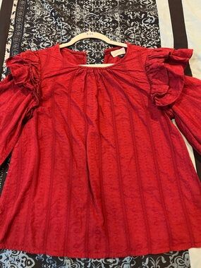 Universal Thread Red Ruffle Sleeve Blouse